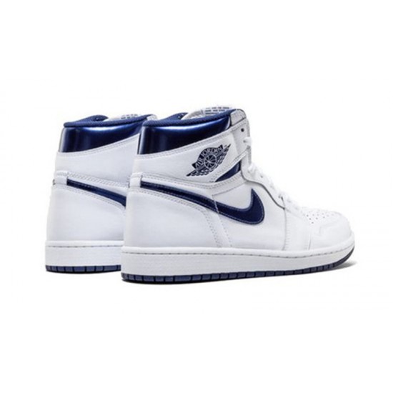 Jordans 1 High Metallic Navy WHITE bílá 555088 106 Jordan Boty