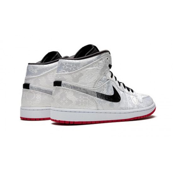 Jordans 1 Mid X CLOT White SILVER Silver CU2804 100 Jordan Boty