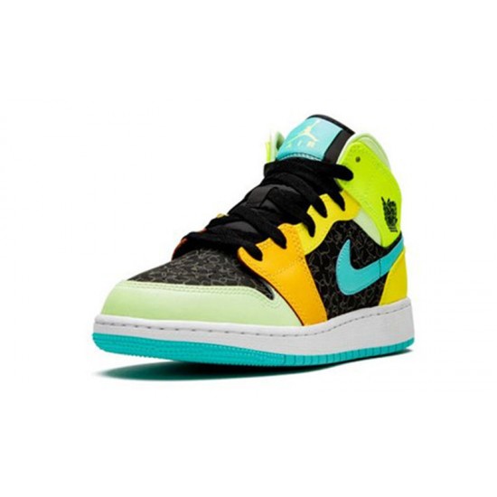 Jordans 1 Mid GS Aurora Green Optic-Yel Green zelená BQ6931 037 Jordan Boty