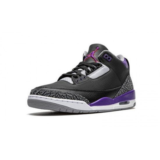 Jordans 3 Court Purple Black Cement BLACK Hnědý CT8532 050 Boty